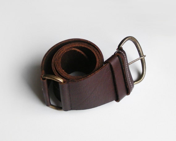 Wide brown leather belt womens leather belt dark brown