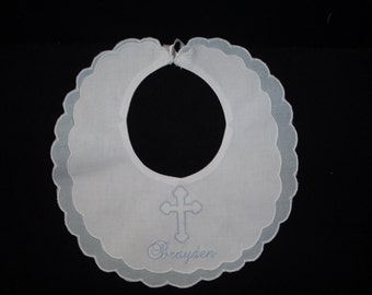 Baby Boy Bib-Personalized Boy Bib-Boy Christening Bib-Cross Bib-Baby Dedication Bib-Boy Baptism Bib-Boy Easter Bib-Monogrammed Boy Bib