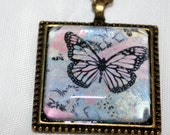 Vintage style Square pendant with photo