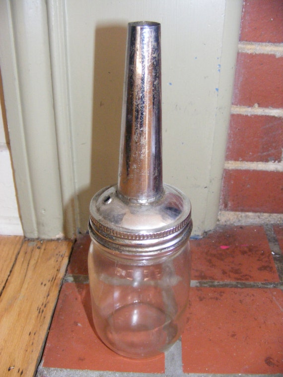 Vintage Glass Oil Jar with Spout