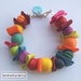 Handmade Wood Beaded and Fabric Bracelet