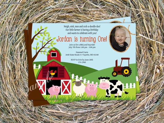 Barnyard Farm Invitation DIY Customized Birthday Party Baby Shower Bridal Shower Il_570xn