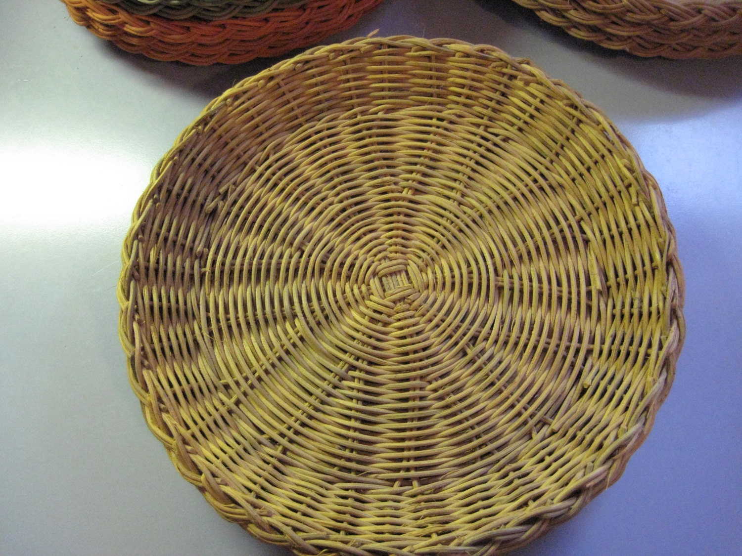 Vintage Wicker Bamboo Rattan Paper Plate Holders
