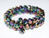 Multicolor Swarovski Crystal Bracelet, Memory Wire Bracelet