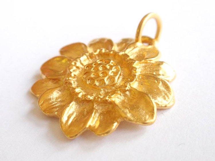 Gold Sunflower Charm Gold Charm Flower by SpringStreetStudios