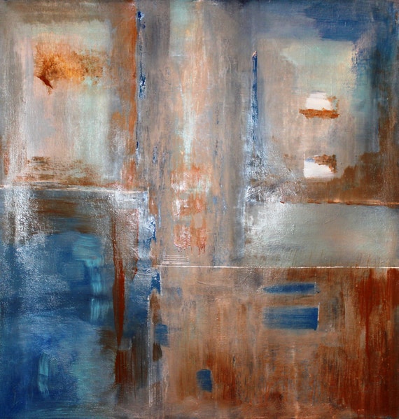 Items similar to RUSTY BLUE, 34" x 36", Large Art, Abstract Art, Abstract Painting, Acrylic