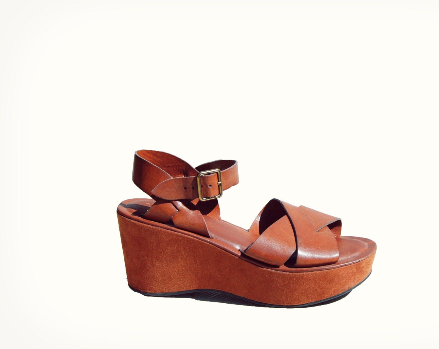 brown platform chunky heels