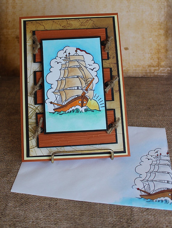 Sailing Ship Handmade Greeting Card
