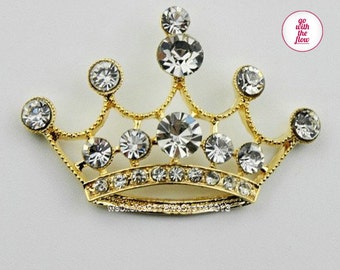 1 pc 55 mm Gold Luxury Alloy Bling Metal Crystal Crown Charms For ...