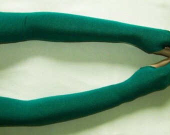 SALE, Extra Long,Green-Turquoise,Wool,Delicate,Fingerless Gloves,Nice Soft Arm Warmers with Thumb Holes ,Hippie Boho style. IDEAL for HER