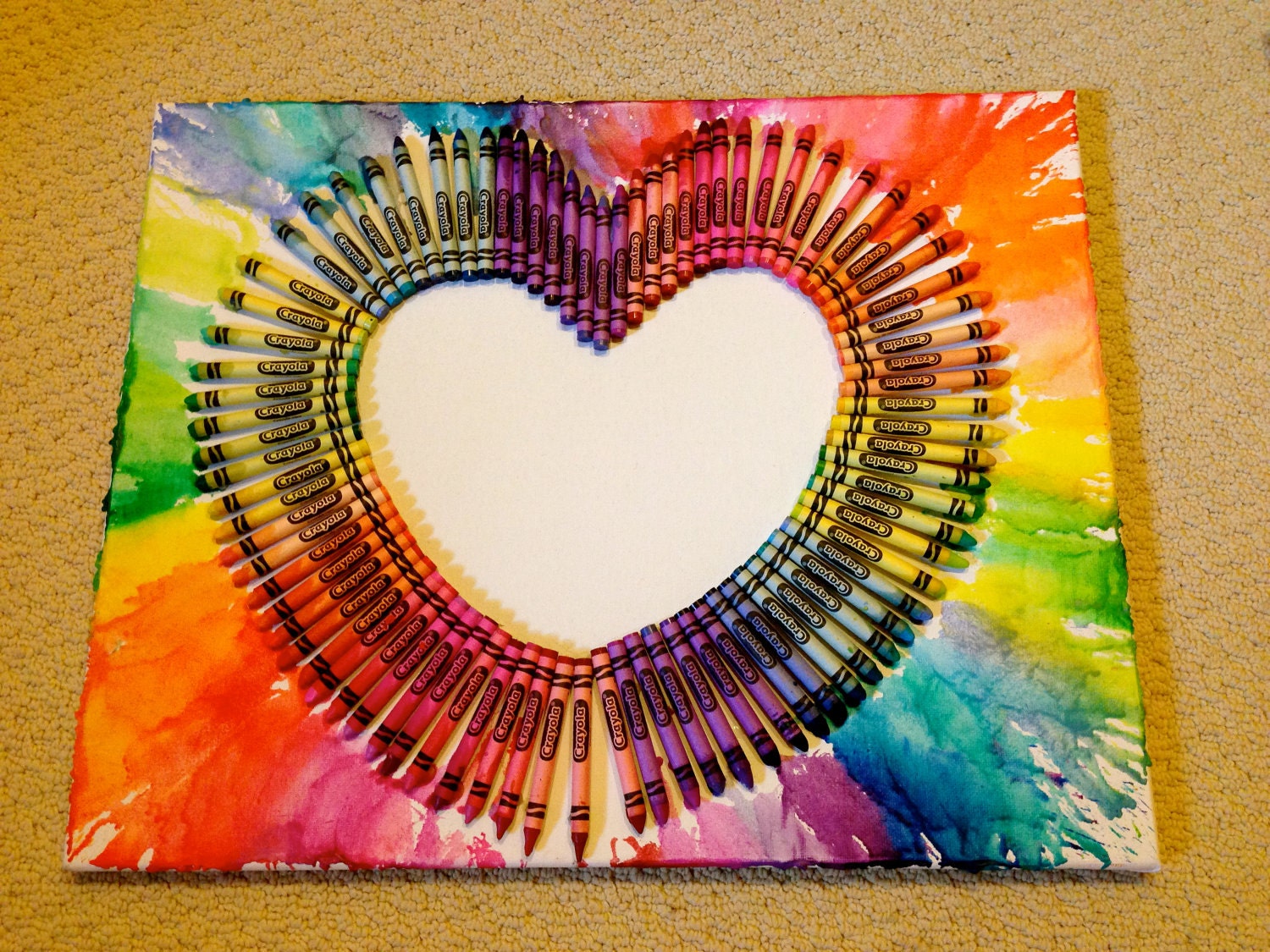 Melted Crayon Art Rainbow Heart