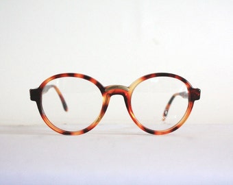 Vintage Frame Trussardi TPL 220, Round Eye Glasses Pantos Tortoise Made in Italy