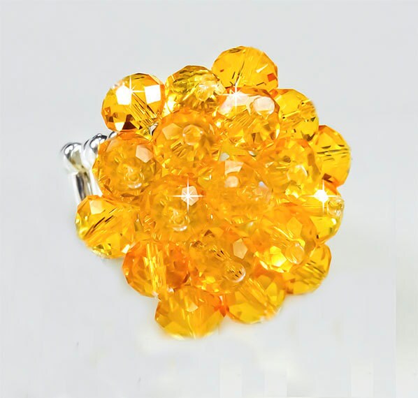 Crystal Stretch Ring Sun Swarovski Crystal by PixieDustFineriesToo