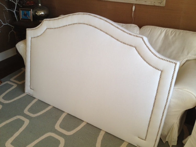 KING Camelback Upholstered Headboard by ThreeStrandsDesigns