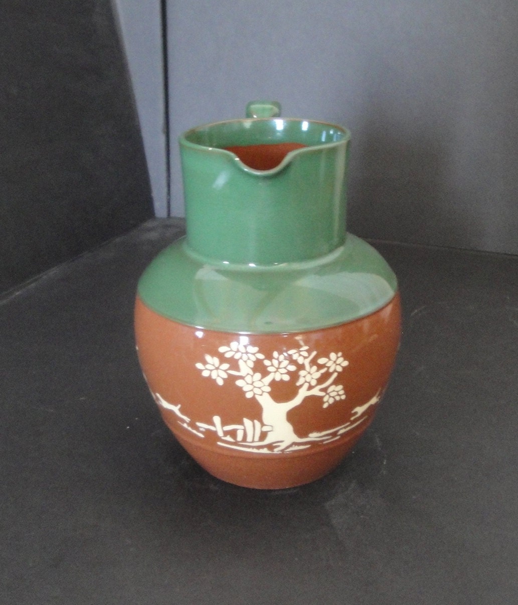 Vintage Langley Ware Pottery Hound Handled One Quart Jug1901