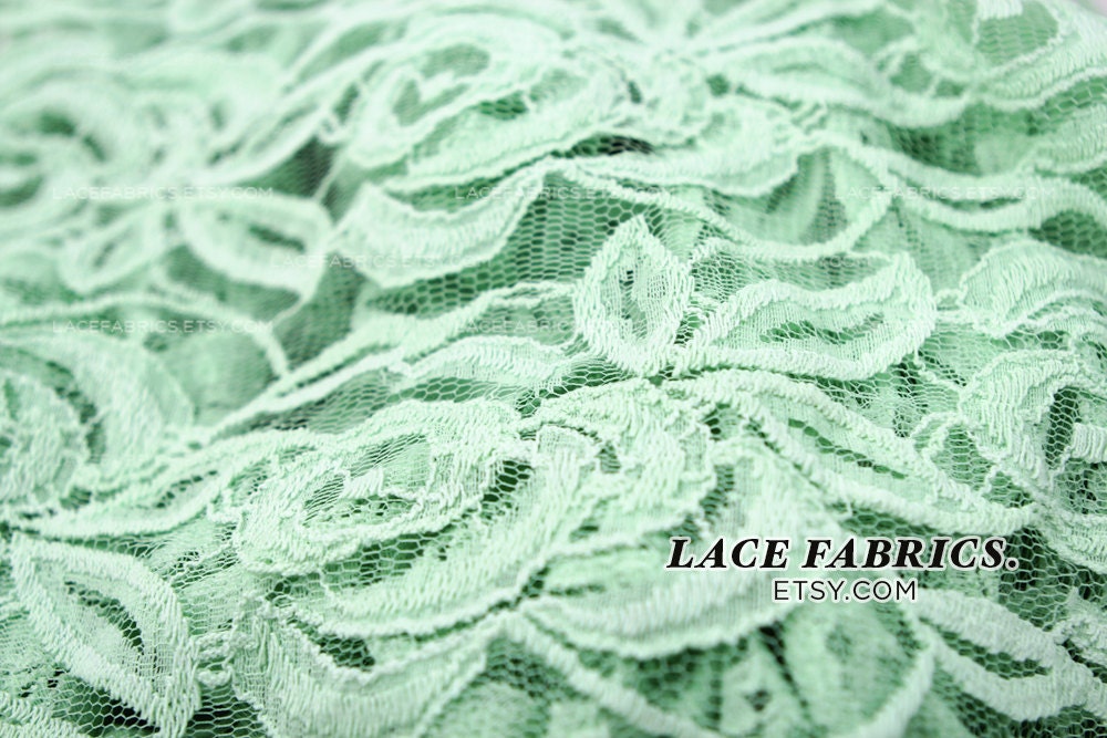 MINT Green C Cotton Lace Fabric by the Yard Wedding by LaceFabrics