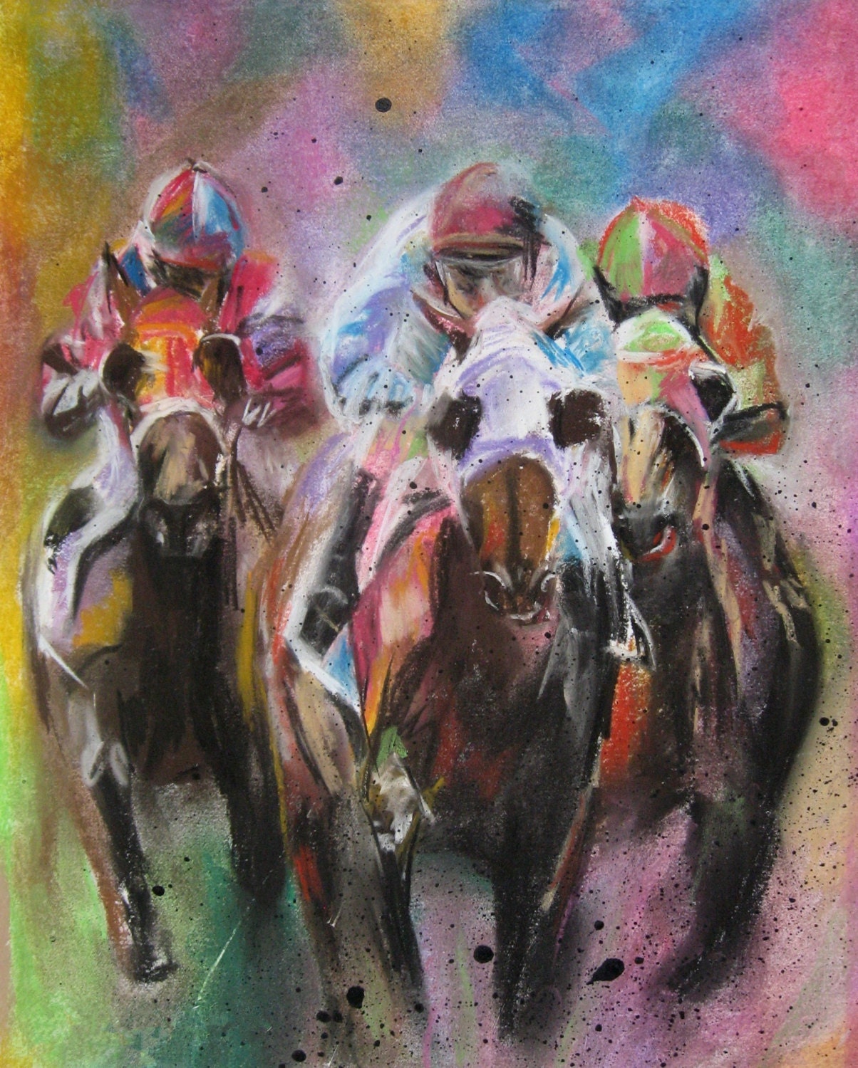 race horse fine art print from original pastel painting.