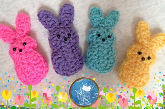 Crochet Peeps, Marshmallow Easter Bunny -  Handmade Crochet Amigurumi for Easter decoration, baskets Plush toy