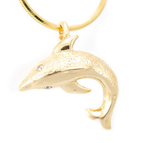 Diamond Shark Pendant 14K Yellow Gold Pendant Fine Jewelry