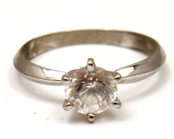 ... vintage sterling silver cz engagement ring sz 9 resize available