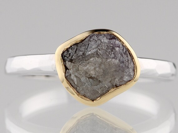 1.93 carat Dark Purple Natural uncut Rough Diamond Hand Made 18K Gold ...