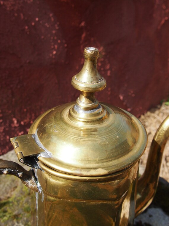 Vintage bohemian brass coffee pot Moroccan decor