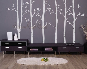 birch trees decals:wall decals, nature wall decals, vinyl wall decal, nature  wall decal stickers, birch tree, nursery wall stickers-DK021