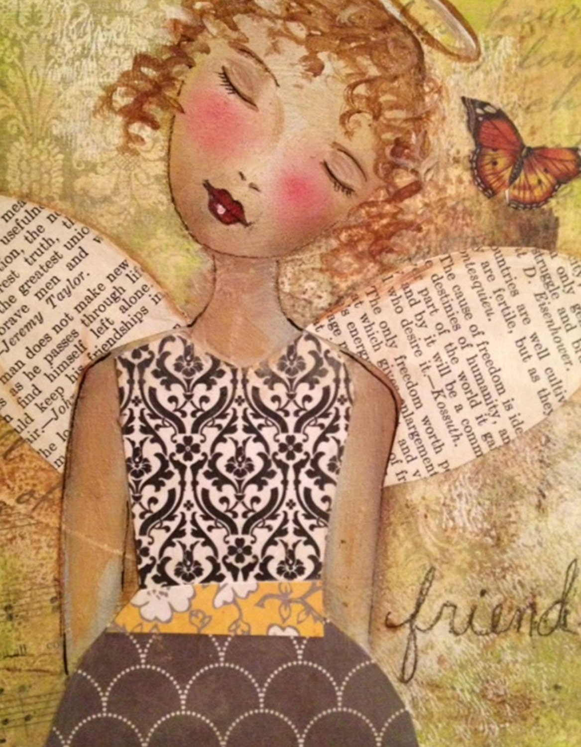 Angel notecards mixed media painting print angel mixed media