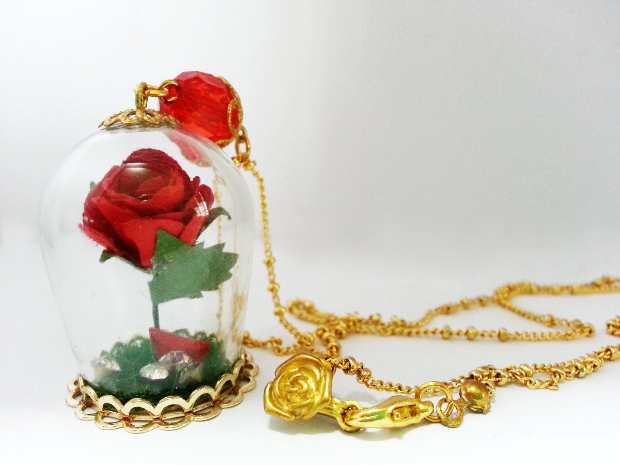 Enchanted Rose Necklace Inspired by Beauty and the Beast.
