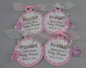 Items similar to Personalized It\u002639;s A Girl Baby Shower Favors Wine Charm Favors Pink Pacifer on Etsy