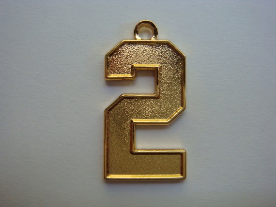 Number 2 Jersey Style Sports Necklace Charm Pendant 0.8