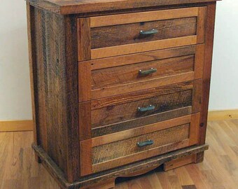 Reclaimed barn wood Rustic Log Drive 4-Drawer Dresser