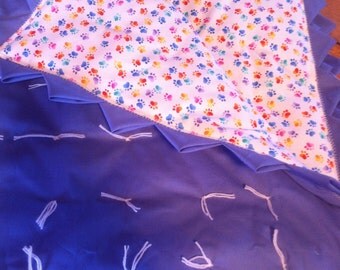 Paw Prints Tied Baby Blanket