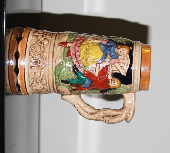 Antique German Style Embossed Beer STEIN MUSIC BOX Hand