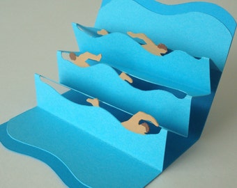 Swimmers Miniature Pop Up Card