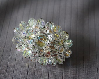 Vintage Large Oval Crystal Brooch