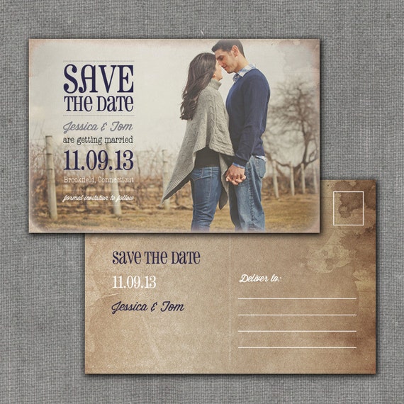 Items similar to Rustic Save the Date Postcard, 4x6, Printable, digital file on Etsy