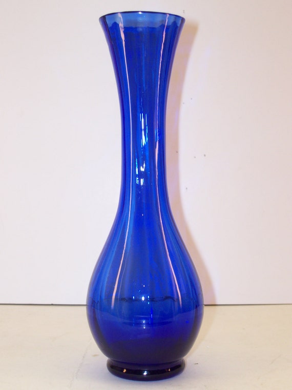 Cobalt Blue Glass Bud Vase Ribbed By Garagesaleglass On Etsy