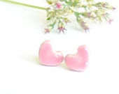 Pink Tiny Heart Post Earrings Ceramic Jewelry Pastel Stud Earrings