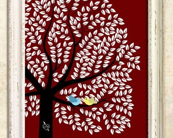 Modern Guest Book Alternative, Signature tree, Personalized Print Art Print, 391 guest sign in - Cusom Tree Art Print 20x30 - 129