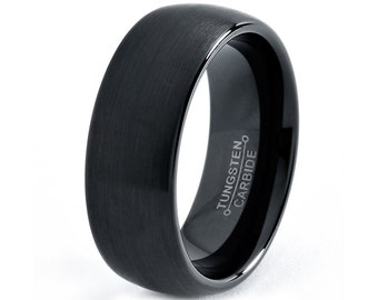 Black Tungsten Ring, Black Men Tungsten Rings, Black Wedding Bands ...