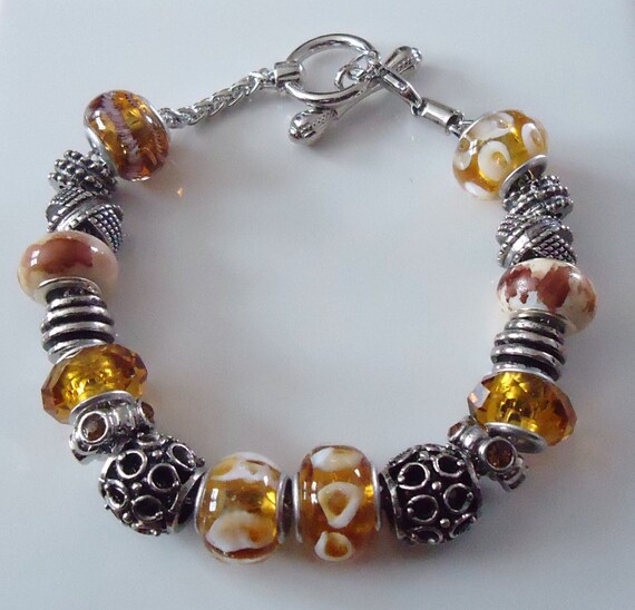 European Style Charm Bracelet Handmade. Yellow by SangarisDesigns