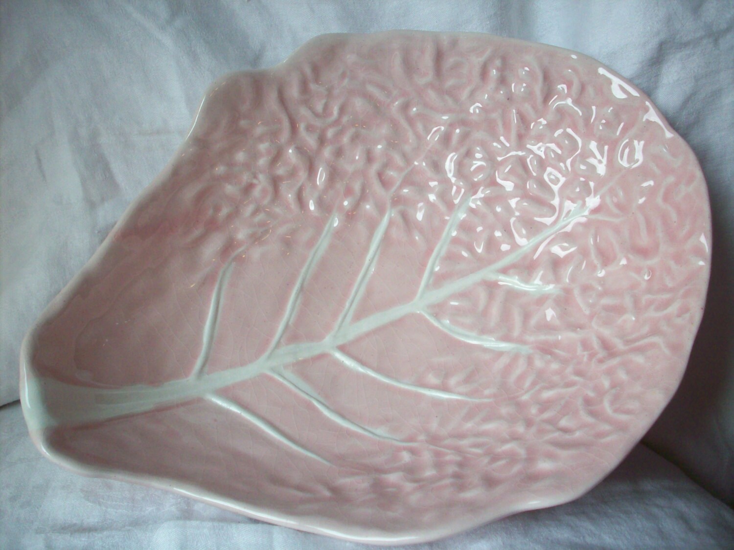 Pink Cabbage Leaf Bowl Made In Portugal