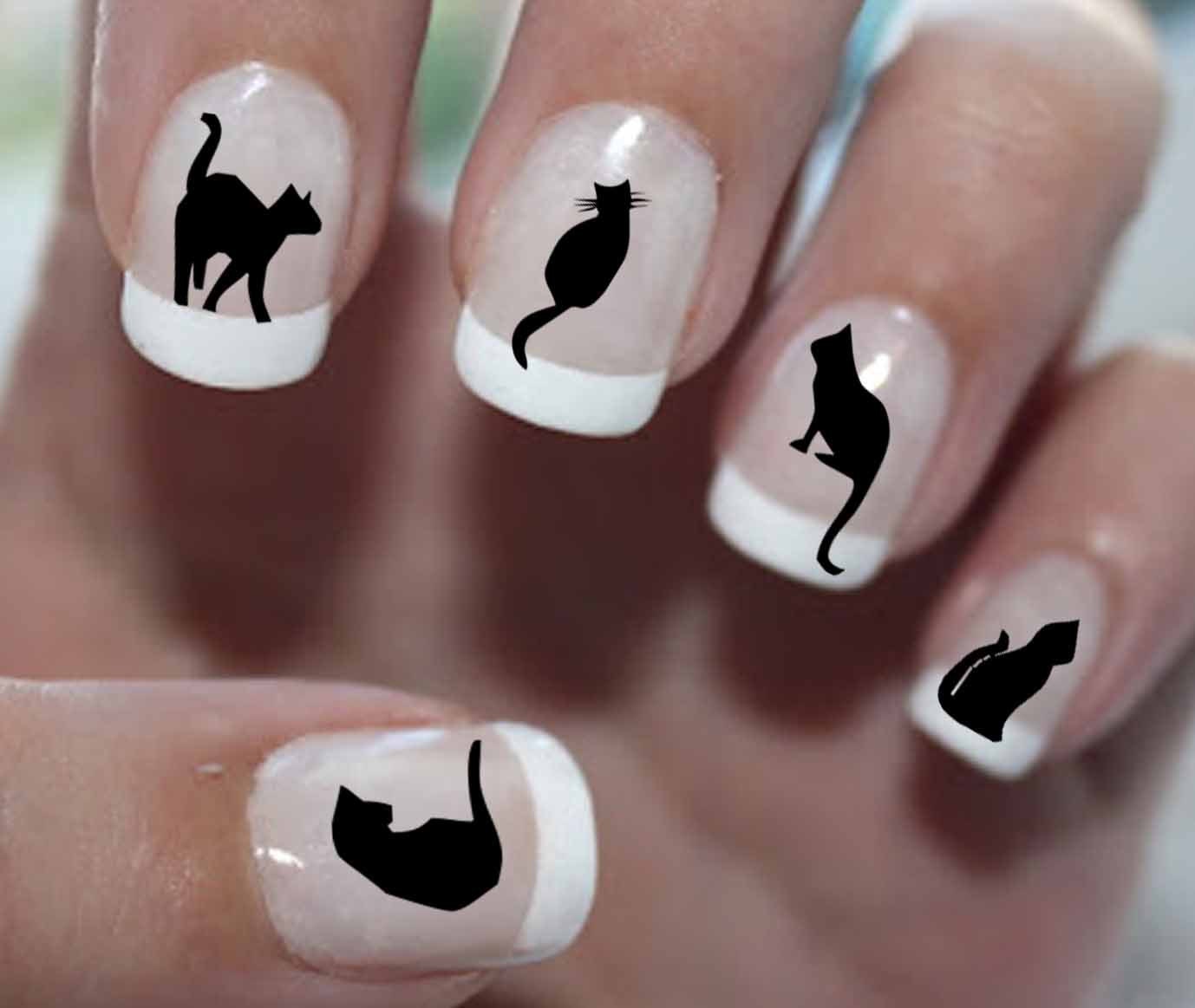 56 black cats nail decals bc1 cat nail art tiny cat nail