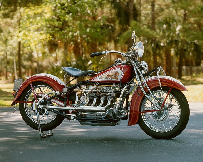 Classic Motorcycle Photograph 1935 Indian 4 by ClassicMotorcycles