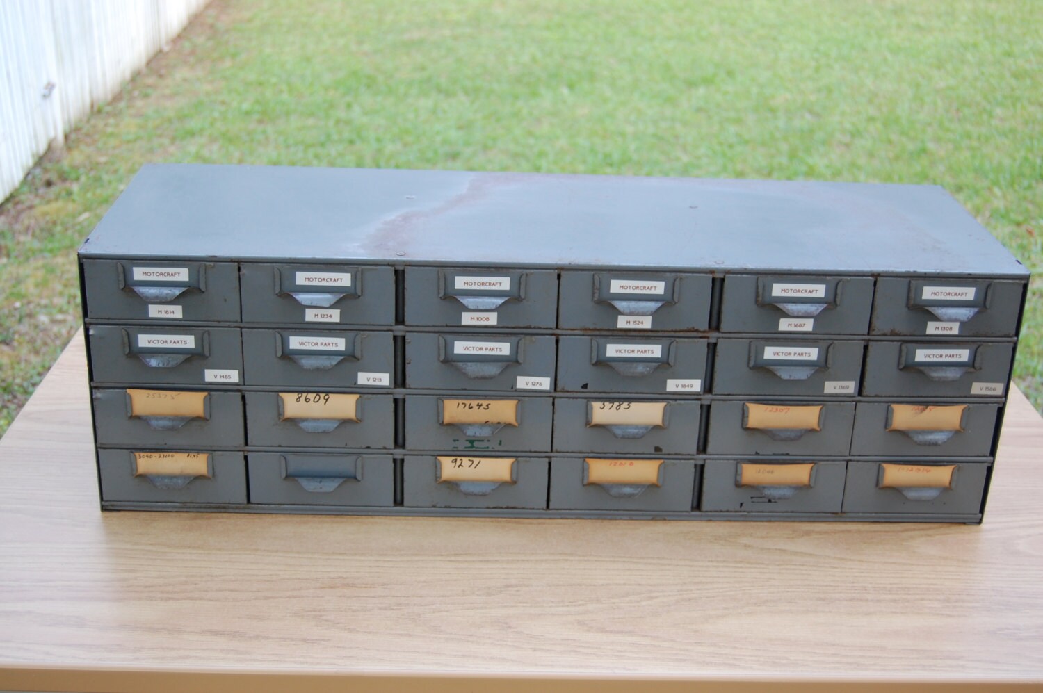 Vintage Industrial Metal Steel Parts Bin Storage