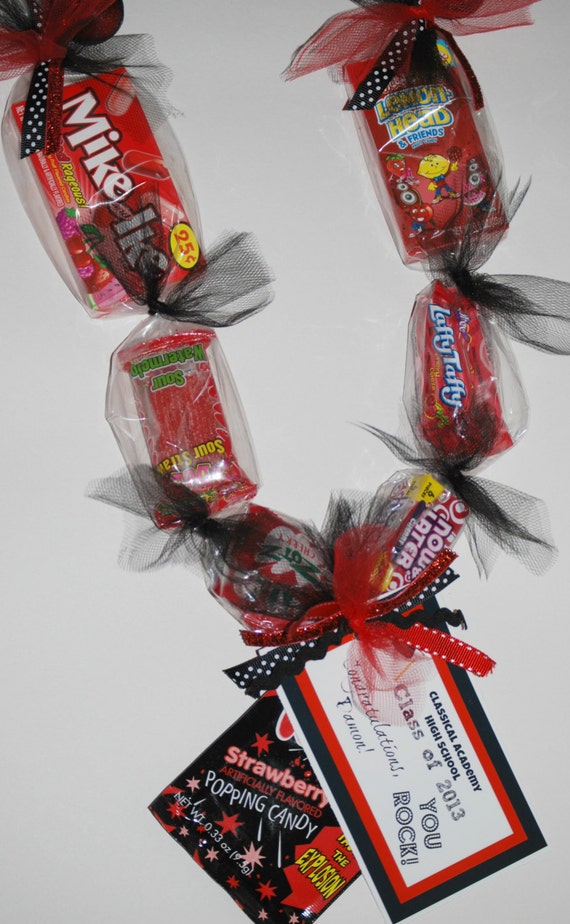 Items similar to Red and Black Graduation Candy Necklace/Lei on Etsy