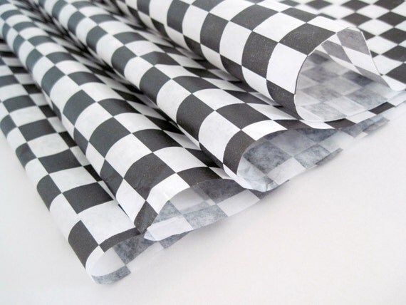 Wax Paper-50 Sheets of Black and White Checkered Wax Paper-Deli Sandwich Wrap-Box and Tray Paper Liners-Black Plaid Wrapping Paper 12" x 12" Il_570xn