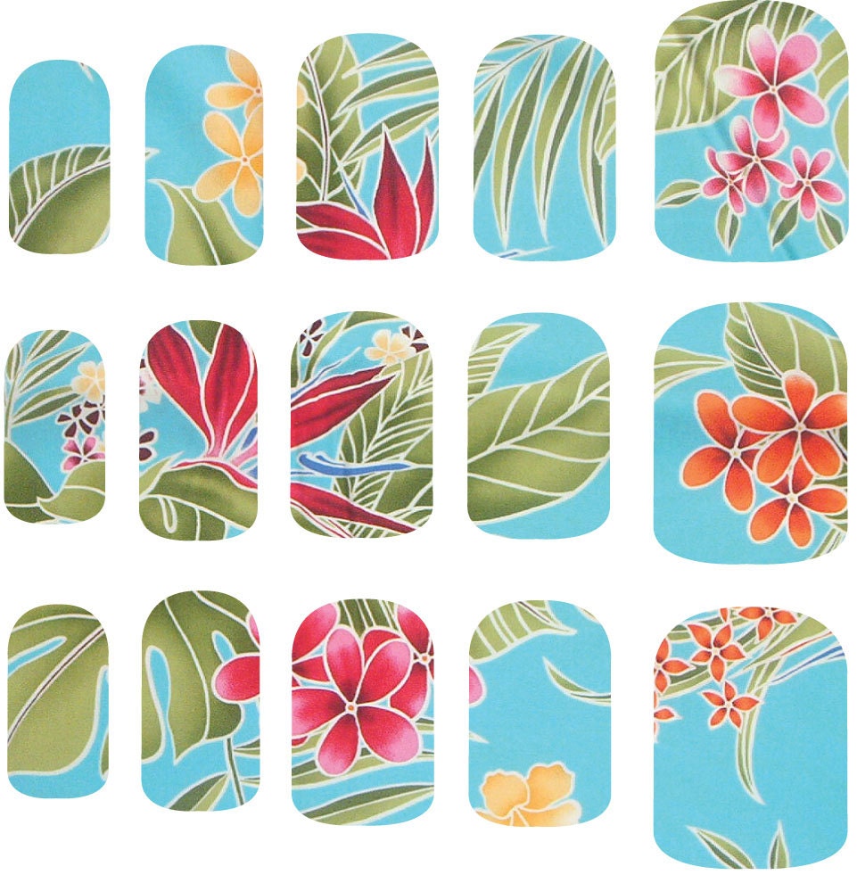 Hawaiian Flowers Nail Art Nail Decals DIY Water by NailSpin