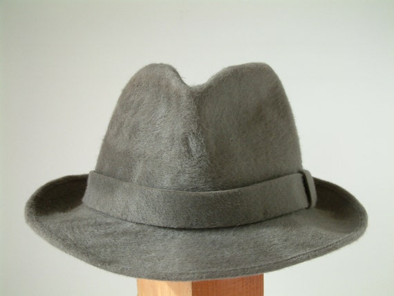 Rare Item. Vintage french GREY camel hair men's FEDORA. 'Motsch et fils' Parisian hat maker.